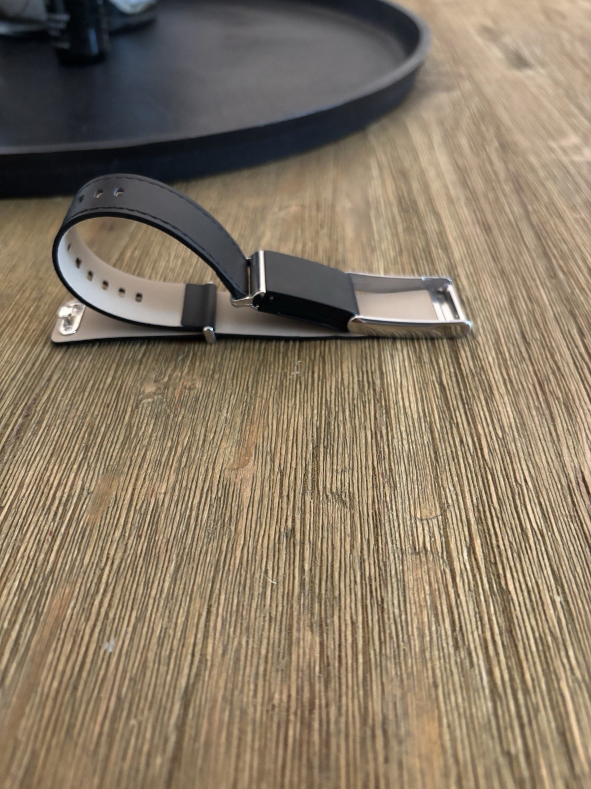 Whoop 5.0/MG Leather Black Replacement Band - shiny silver clasp - one/peak/life