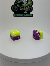 Yellow Purple Glow Dice Valve stem Caps BMX A106