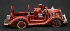 Vintage 1930s Hubley Cast Iron 5" Toy Fire Truck - Red Original Paint