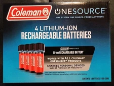 NEW Coleman OneSource 4 Pack Lithium-Ion Rechargeable Batteries 4800 mAh w/USB-C