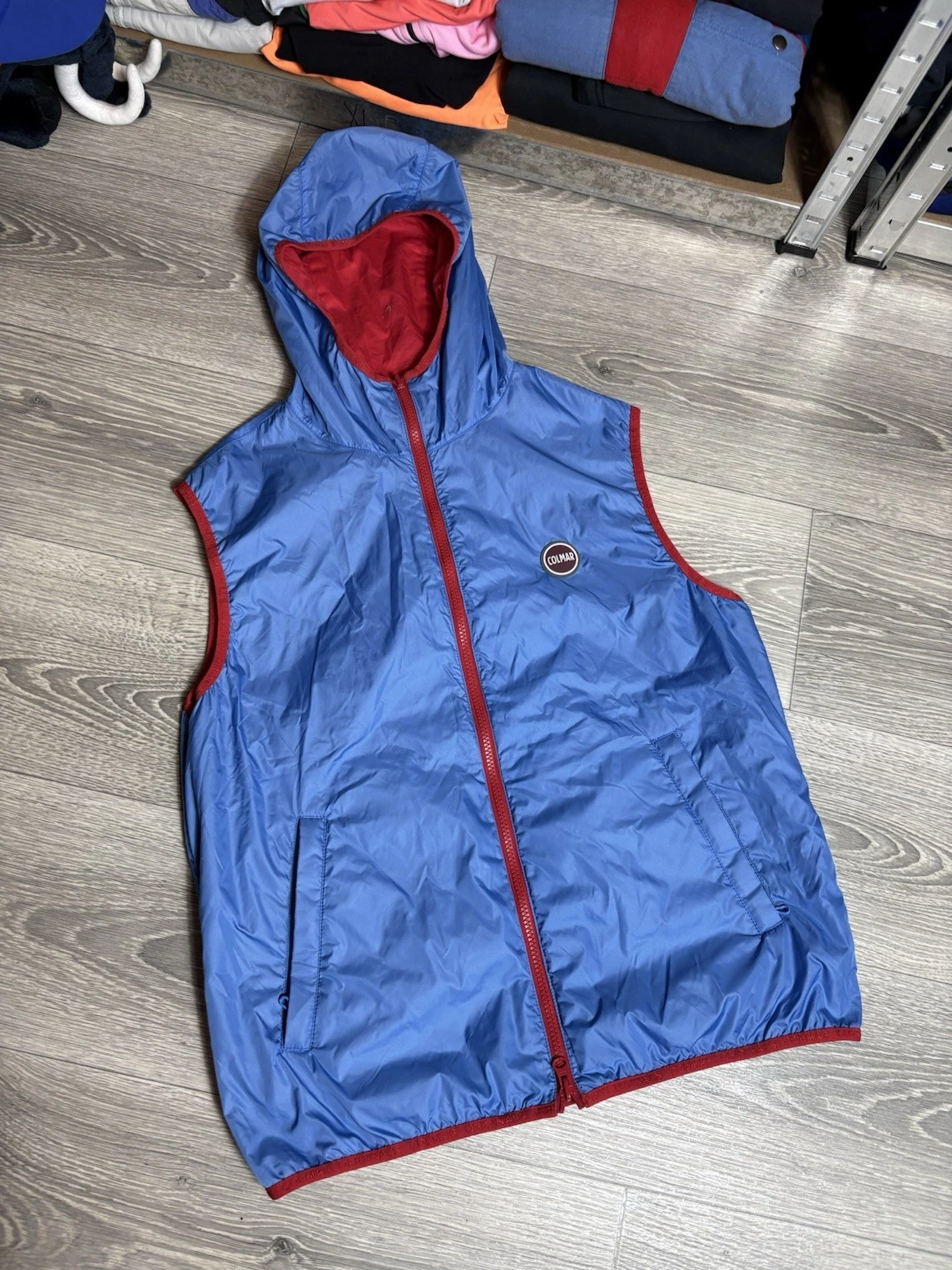 Vintage Colmar Riversible Vest Red Blue Men’s Size 50 Hiking Trail