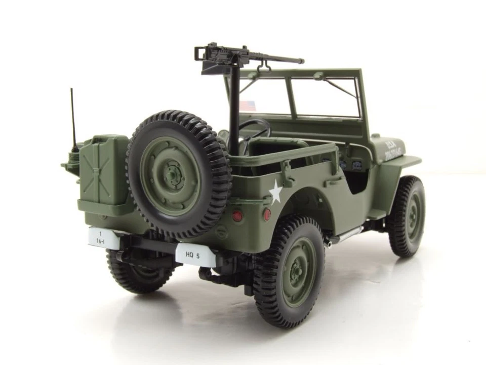 Willys Jeep Esercito Militare D-Day 1944 Verde Modellino 1:18 Norev - Immagine 2 di 4