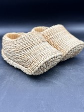 Vintage Woven Straw Childs SlipOn Shoes Wicker Clogs 6in