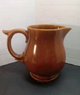 McCoy McM Brown Pitcher Large 7¼"H Vintage Pottery Glazed Handle Cottage Core
