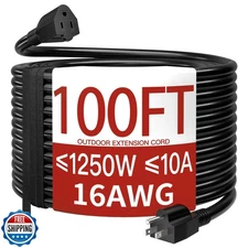 Skrizcable 16/3 100 Ft Outdoor Extension Cord Waterproof, Weatherproof and Fl