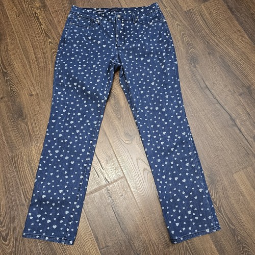 Charter Club Lexington Straight Jeans Women's Size 12 Navy White Hearts - Picture 3 of 9