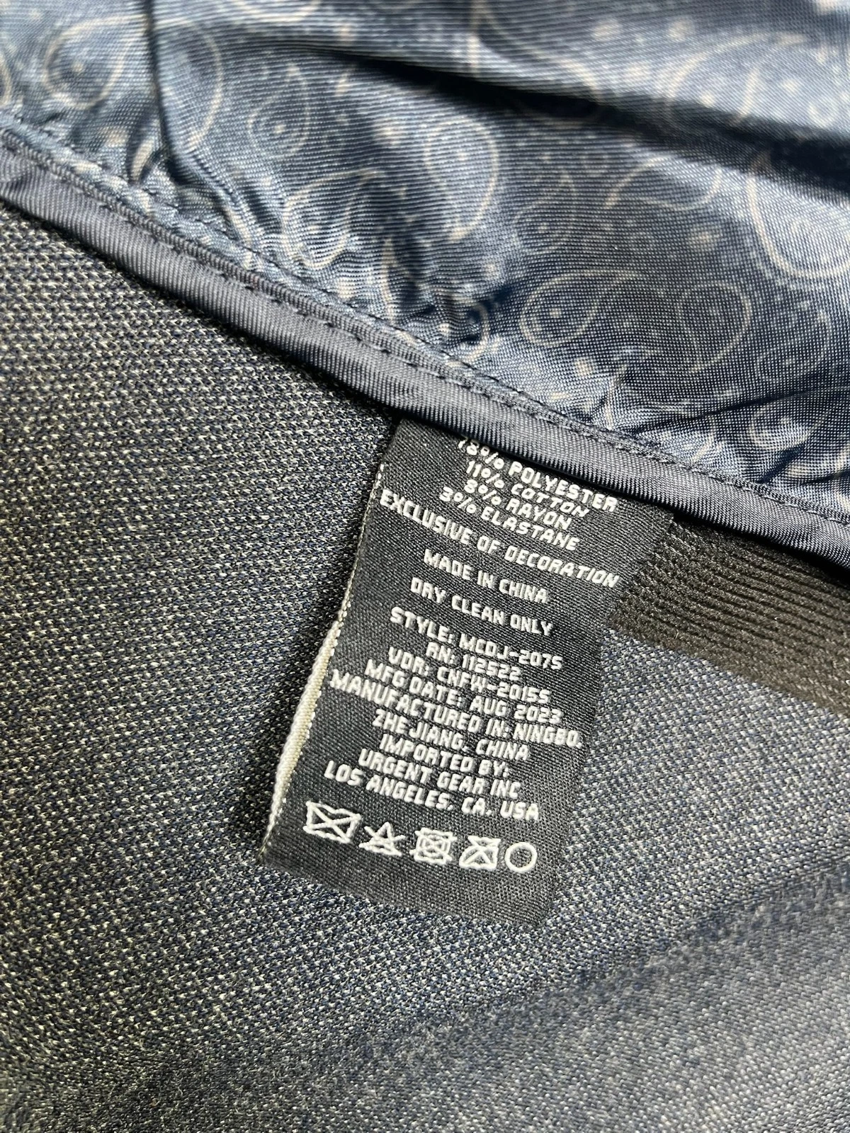 Civil Society Mens Blazer Medium Navy Blue Textured Paisley Sport Coat Jacket - product detail image 6