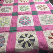  24 5/2:55 estate find hand pieced quilt 78x59"
