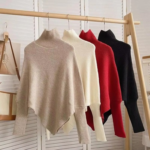Warm High Neck Long Sleeve Loose Female Pullovers New Knit Sweater Women - Picture 10 of 16