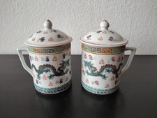 2 x chinesische Teetasse / Tasse / Becher mit Deckel (Drachen-Motiv)