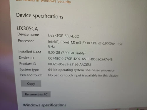 ASUS ZenBook UX305C Slim Laptop Intel Core m3-6Y30 8GB RAM 128GB SSD - Picture 13 of 17
