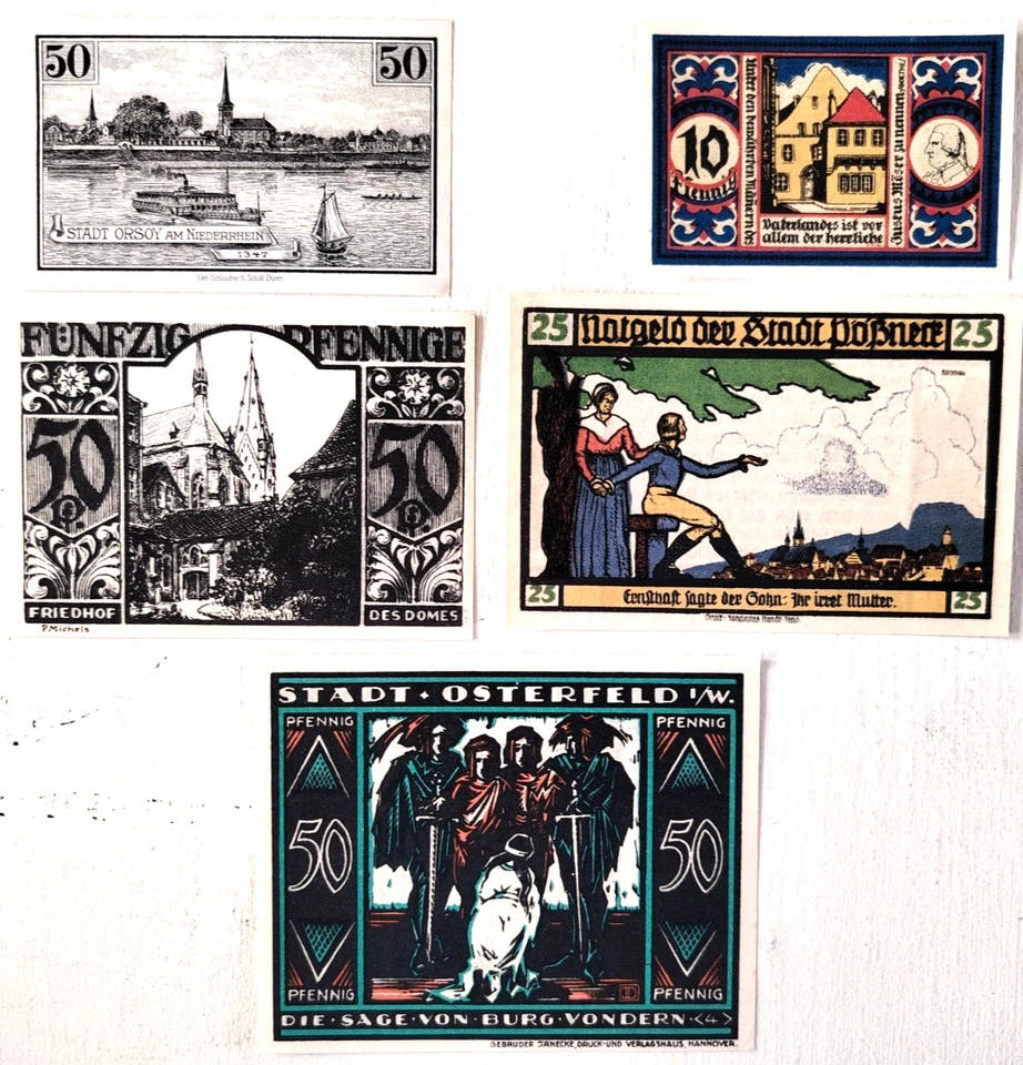 A/3- ALLEMAGNE - DEUTSCLAND - Lot de 5 Notgeld 1920/21 - NEUF - UNC - Photo 2/2