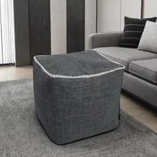 15 Inch Unstuffed Pouf Square Ottoman Seat Storage Floor Chair Decorative Pouf F