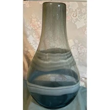 Torre & Tagus Vase Art Glass Andrea Hand Blown Gray Blue Modernist Abstract 15”