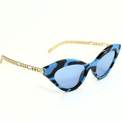 GUCCI GG0978S CHAIN 0978 Gold Black Blue Zebra Heart Charm Pedant