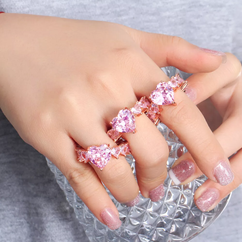 Rose gold pink heart ring deals