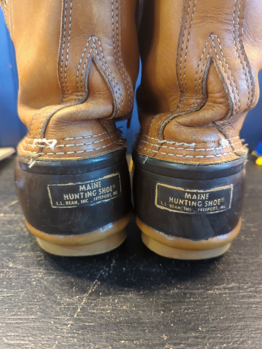 Vintage LL Bean Maine Hunting Duck Boots Leather Rubber Lace  display picture 1