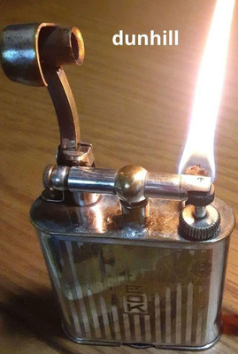 Working Dunhill Tabletop oil lighter silver brass hammer without box