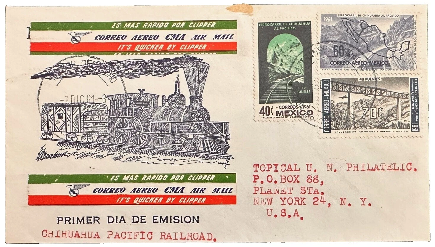 First Day of Issue Air Mail Mexican Stamps
