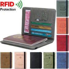 Slim PU Leather Travel Passport Wallet Holder RFID Blocking ID Card Case Cover