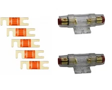IMC Audio 2 Mini ANL Fuse Holders + 5 50 Amp Fuses for 4 6 8 10 Gauge AWG 