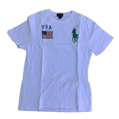 Polo Ralph Lauren Shirt Crew Neck Sz XL (18-20) Youth Short Flag