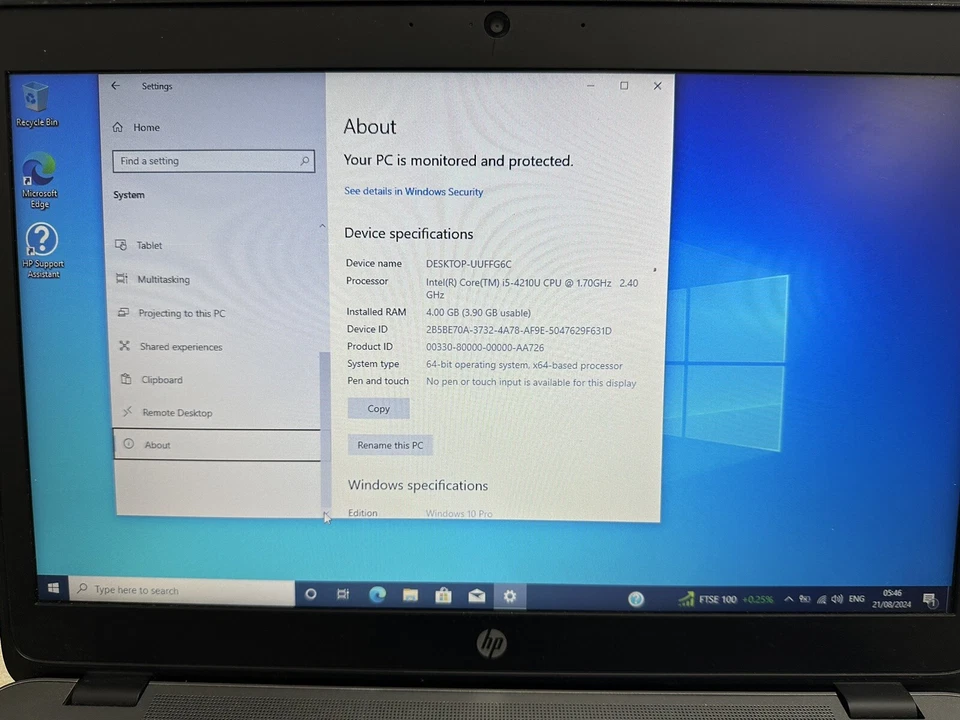 HP EliteBook 840 G1 Core i5-4210U 1.7Ghz 8GB 256GB 14" HD Laptop Notebook *READ* - Image 4 of 4