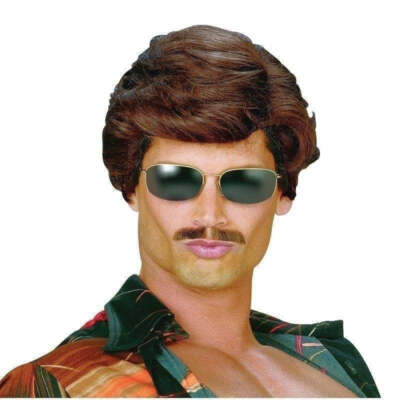 Used Car Salesman Wig Dark Brown 70s Miami Vice Hair Used Car Salesman Wig Dark Brown 70s Miami Vice Hair