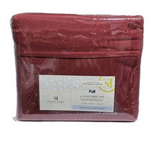 Sweet Home Full Size Burgundy Flannel Sheet 4 Piece Set 1500 Supreme Collection