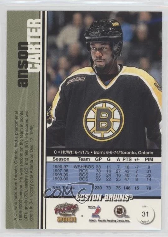 2000-01 Pacific Gold /50 Anson Carter #31 - Image 2 of 2
