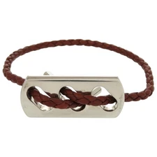 Excellent condition Hermes leather silver 925 silver hardware brown bracelet 112