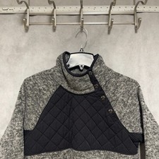 Abercrombie Fitch Pullover S Gray Quilted Snap Fleece Deep Pile Jacket Winter