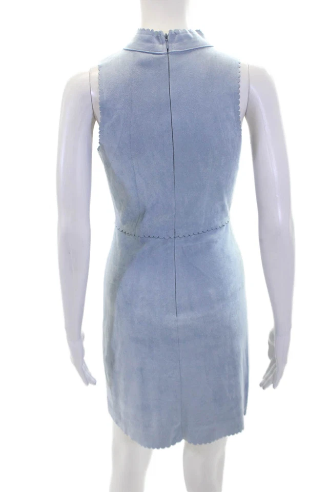 Vestido festoneado Aqua para mujer con cremallera trasera sin mangas cuello redondo azul talla pequeña Foto 3 de 4