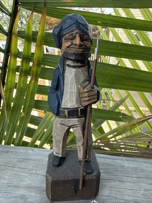 vintage hand-carved wooden fisherman ,  old Salt  Danish Folk Art 8  Tall