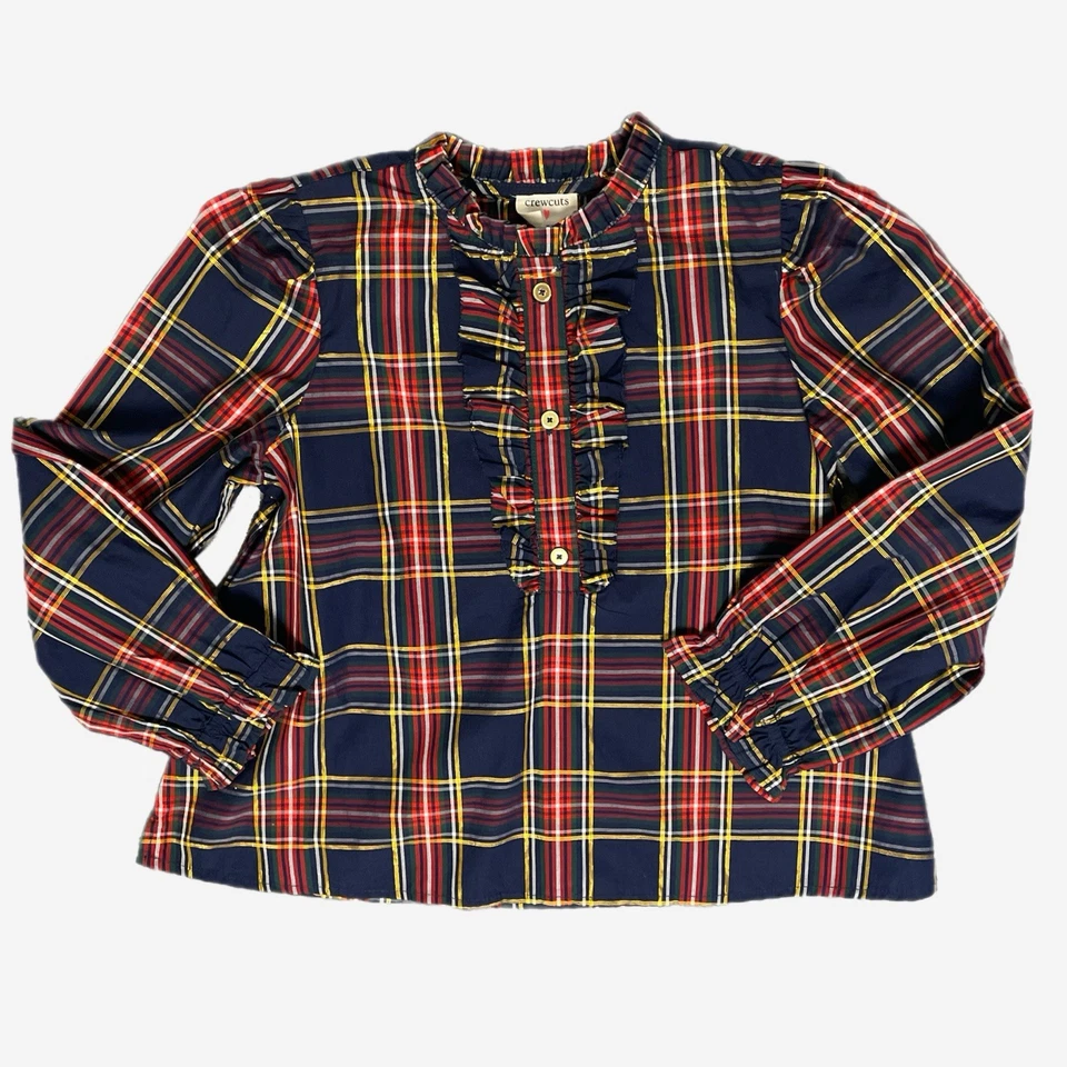 Crewcuts NWT girls navy tartan shirt and leggings set metallic glitter holiday M - Image 2 of 4