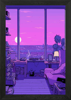 Zimmer Lofi Rosa Retro Gerahmtes Wandbild Poster Leinwanddruck Bild