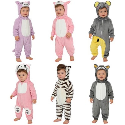 Unisex Toddler Rompers Zip-Up Jumpsuit Home Bodysuit Elastic Cuffs One-Piece