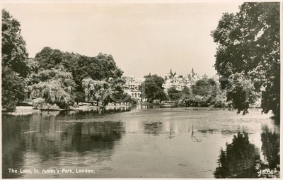 London RPPC Vintage Postkarte St James's Park Seeblick um 1950 Echtfoto