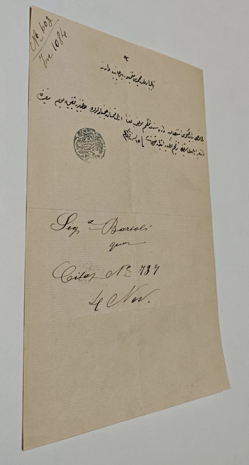 RARE 1800s Ottoman Turkish&Italian Manuscript 2 Legal Documents, Constantinople - Imagen 3 de 4