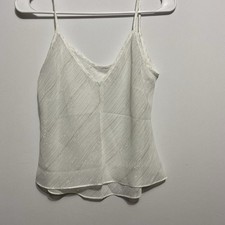 White Satin Sheer Camisole Top Sz 10 Coquette Romantic Lingerie Tank