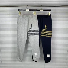 Thom Browne Men/womens Autumn Winter New Embroidered Sweatpants Comfort Pants