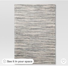 Threshold Indigo Beige Striped Woven Area Rug Rectangle 7x10 ft Adults