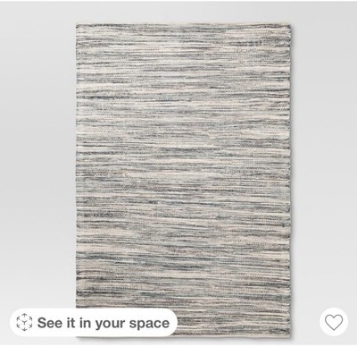 Threshold Indigo Beige Striped Woven Area Rug Rectangle 7x10 ft Adults
