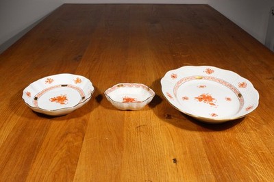 Herend Porzellan Apponyi Orange 3 Anbietplatten/Schälchen