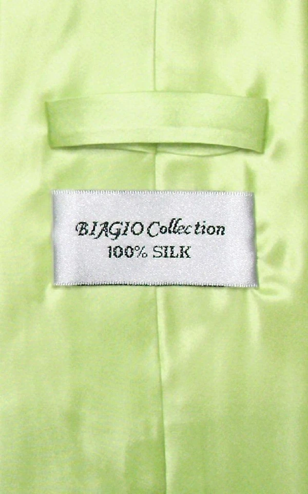 Biagio Men's SILK Dress Vest & NeckTie Solid LIME GREEN Color Neck Tie Set S - Image 4 of 4