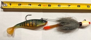 Vintage Ultimate Striped Bass Lure 3oz Jig Head WBucktail + Weighted Minnow EXC