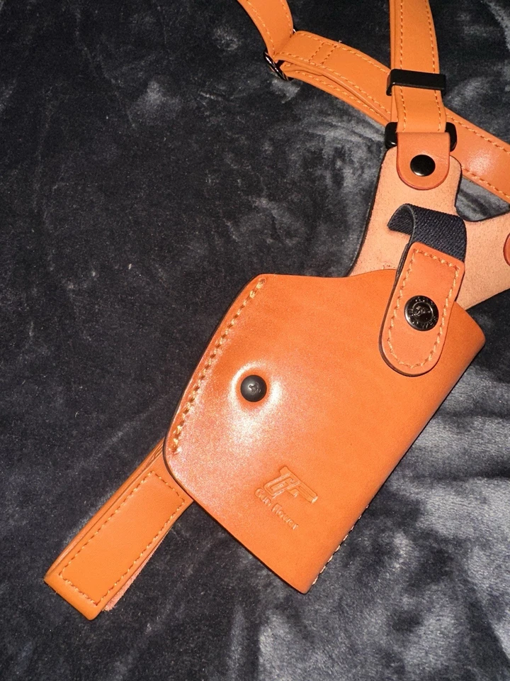 Gun Flower Handmade Leather Shoulder Holster with Gun Belts For G17/19,TaurusG2C - Image 2 of 4