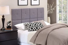 Queen, 62in x 31in Fabric with Tuft Headboard Tiles, Gray Wall Mounted New