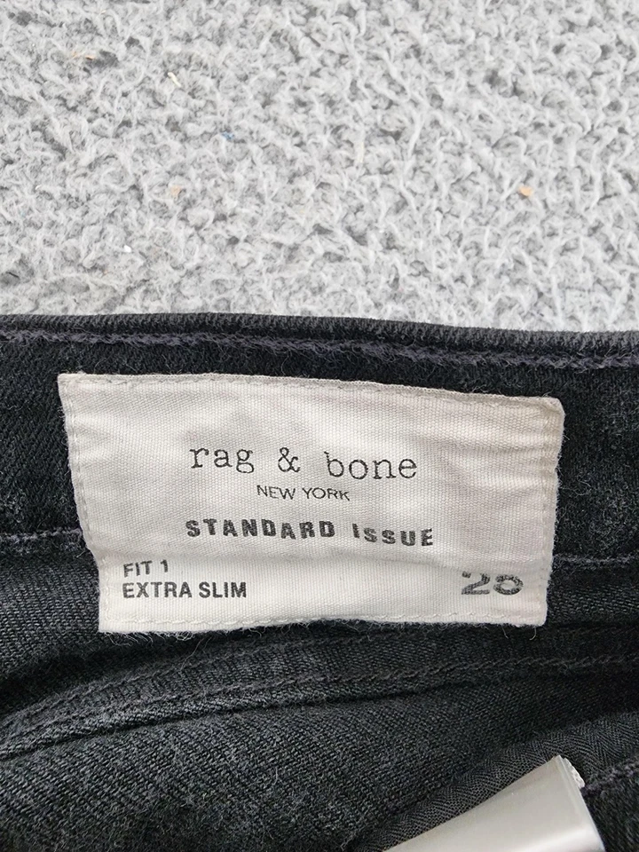 Rag & Bone Jeans Mens 28 Black Fit 1 Extra Slim Standard Issue Button Fly Denim - Image 4 of 4