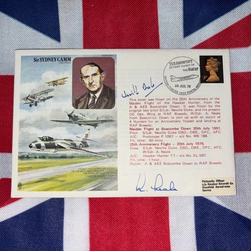 RAF FDC Sir Sydney Camm signed WW2 RAF ace/ post war test pilot Neville Duke